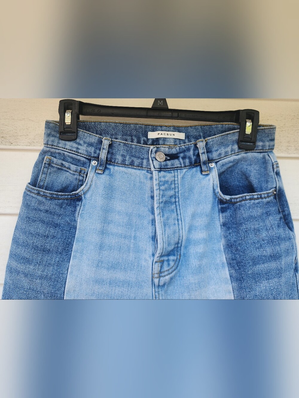 Two-Tone Blue Panel High-Waist Women’s Jeans - Picture 2 of 8